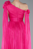 Robe de Soirée Longue Mousseline Fushia ABU4809
