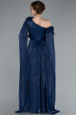 Robe de Soirée Longue Mousseline Bleu Marine ABU4809