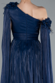 Robe de Soirée Longue Mousseline Bleu Marine ABU4809