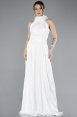 Robe de Soirée Longue Mousseline Blanc ABU4811