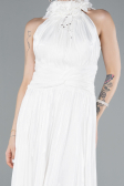 Robe de Soirée Longue Mousseline Blanc ABU4811