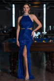 Robe Queue de Poisson Longue Bleu Saxe ABU4766
