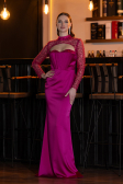 Robe de Soirée Longue Satin Fushia ABU4765