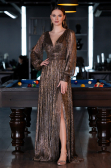 Robe de Soirée Longue Cuivre ABU2905