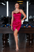 Robe de Cérémonie Mini Satin Fushia ABK2174