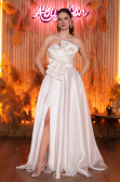 Robe de Soirée Longue Satin Blanc ABU4680