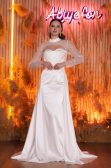 Robe de Soirée Longue Satin Blanc ABU4765