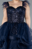 Robe De Fiançailles Grande Taille Courte Bleu Marine ABK2087