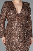 Robe de Soirée Grande Taille Longue Squameuse Cuivre ABU4764
