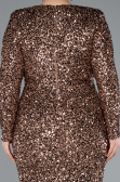 Robe de Soirée Grande Taille Longue Squameuse Cuivre ABU4764