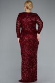 Robe de Soirée Grande Taille Longue Squameuse Rouge Bordeaux ABU4764