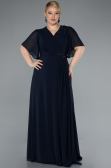 Robe de Soirée Grande Taille Longue Mousseline Bleu Marine ABU4794