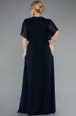 Robe de Soirée Grande Taille Longue Mousseline Bleu Marine ABU4794