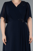 Robe de Soirée Grande Taille Longue Mousseline Bleu Marine ABU4794