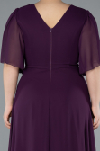 Robe de Soirée Grande Taille Longue Mousseline Violet ABU4794