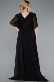 Robe de Soirée Grande Taille Longue Mousseline Noir ABU4794