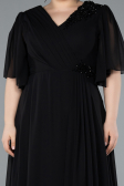 Robe de Soirée Grande Taille Longue Mousseline Noir ABU4794