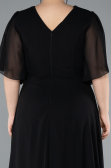 Robe de Soirée Grande Taille Longue Mousseline Noir ABU4794