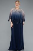 Robe de Soirée Grande Taille Longue Mousseline Bleu Marine ABU4820