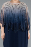 Robe de Soirée Grande Taille Longue Mousseline Bleu Marine ABU4820