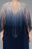 Robe de Soirée Grande Taille Longue Mousseline Bleu Marine ABU4820