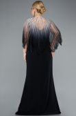 Robe de Soirée Grande Taille Longue Mousseline Noir ABU4820