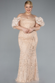 Robe De Fiançailles Grande Taille Longue Perlé Or ABU4788