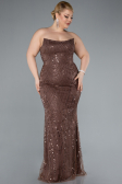 Robe de Soirée Grande Taille Longue Perlé Cuivre ABU4789