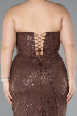 Robe de Soirée Grande Taille Longue Perlé Cuivre ABU4789