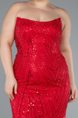 Robe de Soirée Grande Taille Longue Perlé Rouge ABU4789