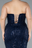 Robe de Soirée Grande Taille Longue Perlé Bleu Marine ABU4789