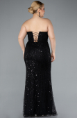 Robe de Soirée Grande Taille Longue Perlé Noir ABU4789