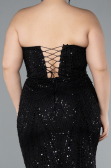 Robe de Soirée Grande Taille Longue Perlé Noir ABU4789