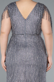 Robe De Soirée Grande Taille Longue Gris ABU4146
