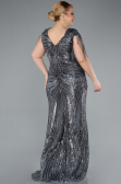 Robe De Fiançailles Grande Taille Longue Anthracite ABU4821