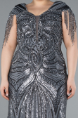 Robe De Fiançailles Grande Taille Longue Anthracite ABU4821