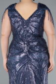 Robe De Fiançailles Grande Taille Longue Indigo ABU4821