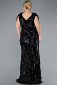 Robe De Fiançailles Grande Taille Longue Noir ABU4821