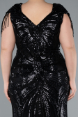 Robe De Fiançailles Grande Taille Longue Noir ABU4821