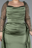 Robe Grande Taille Longue Satin Kaki ABU4670