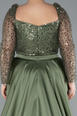 Robe Grande Taille Longue Satin Kaki ABU4670