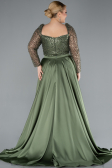 Robe Grande Taille Longue Satin Kaki ABU4670