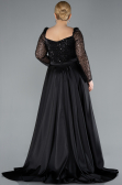 Robe Grande Taille Satin Longue Noir ABU4670