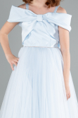 Robe de Soirée Enfants Longue Bleu clair ABU4826