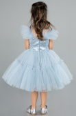 Robe de Soirée Enfants Courte Gris-Indigo ABK2067