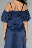 Robe de Soirée Enfants Longue Bleu Marine ABU4828