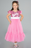 Robe de Soirée Enfants Longue Rose ABU4033