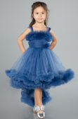 Robe de Soirée Enfants Devant Court Dos Long Indigo ABO112