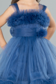 Robe de Soirée Enfants Devant Court Dos Long Indigo ABO112