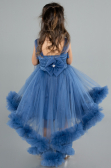 Robe de Soirée Enfants Devant Court Dos Long Indigo ABO112
